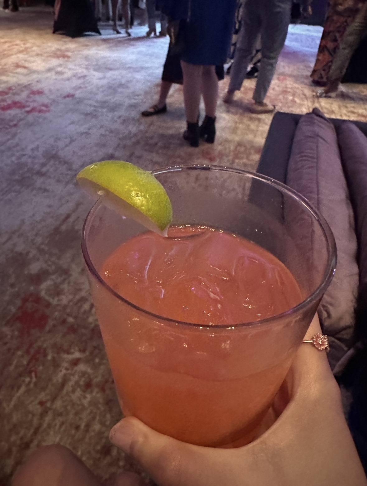 However, we chose to have a cute little mix the bartenders did with cranberry juice, orange juice and tequila.) | Cependant, nous avons choisi de prendre un petit mélange mignon préparé par les barmenavec du jus de canneberge, du jus d'orange et de la tequila.