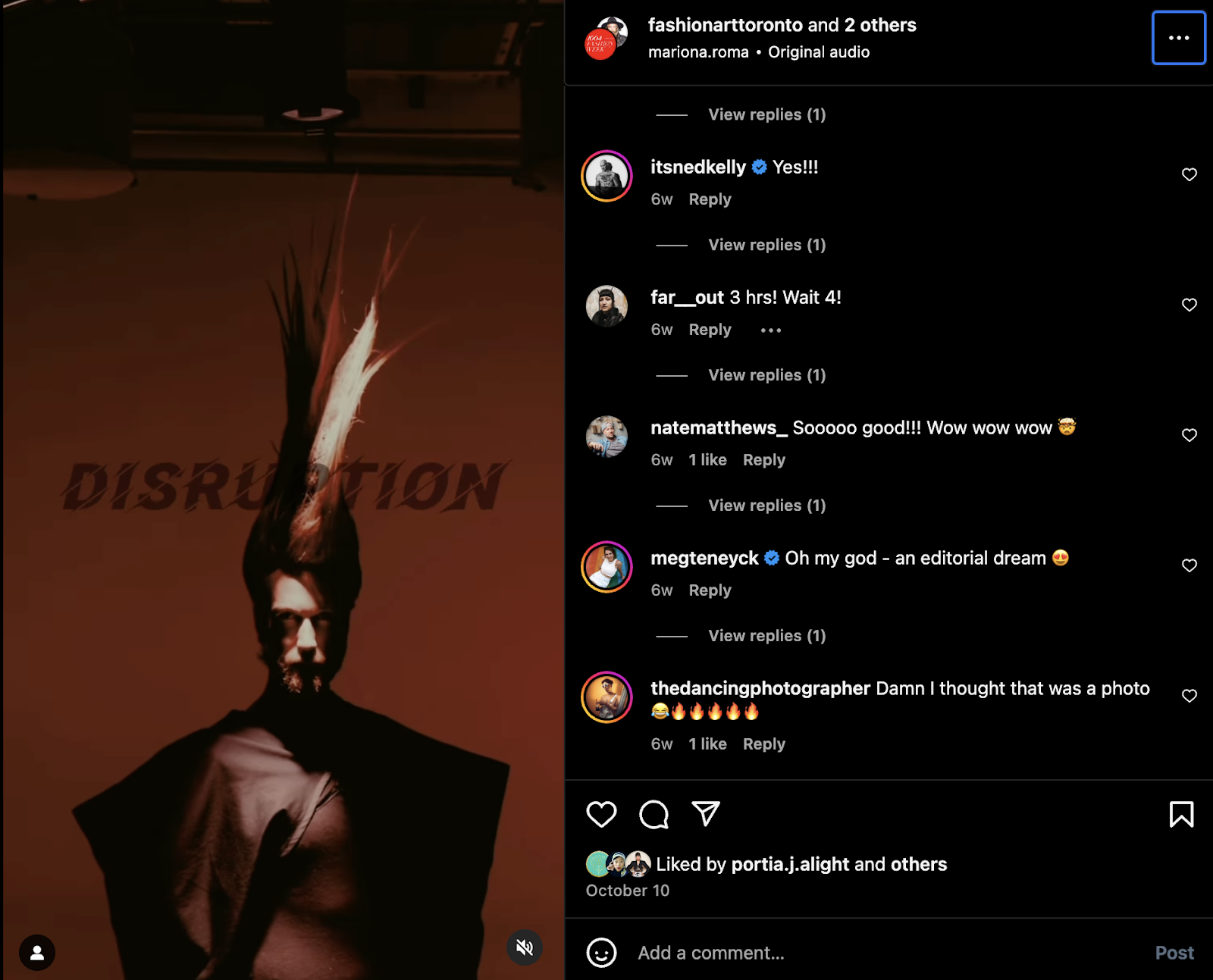 Picture of model Myles Sexton with hair sticking up like a mowakh.