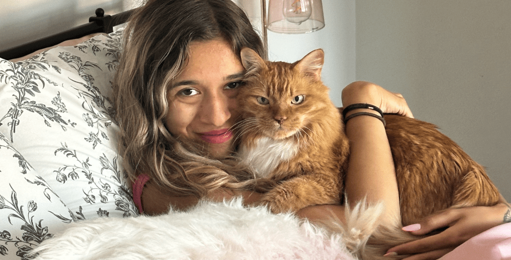 Mango and I cuddling